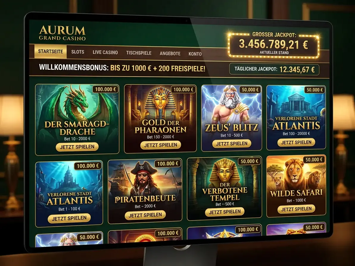 Lobby von Crazy Luck mit Slots, Live-Casino und Tischspielen